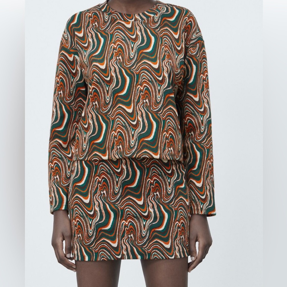 Zara Sale Top and Mini Skirt, Multicolored Set Size S